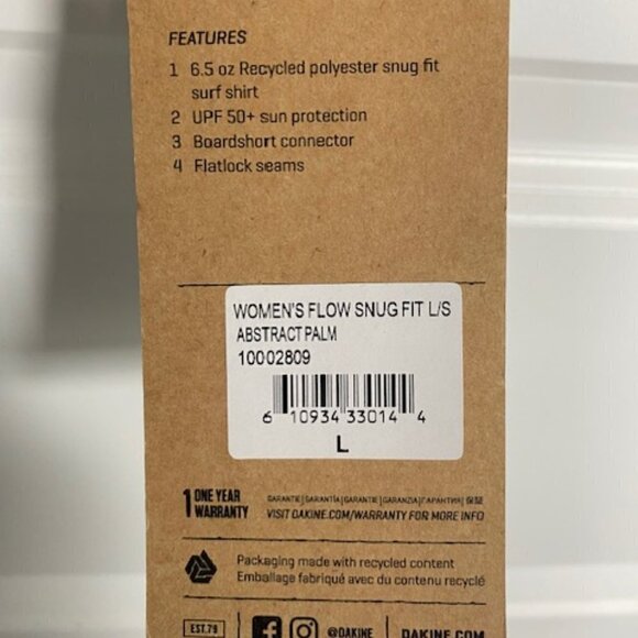 NWT DaKine Surf Flow Snug Fit Palm Blue Longsleeve Rash Guard Large - Picture 10 of 13